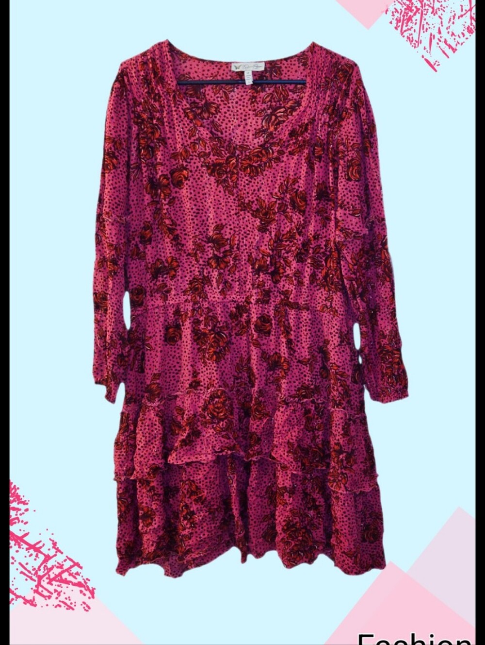 Jessica Simpson Pink Floral Midi Dress